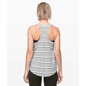 Lululemon Cut Back Stripe White Black Pleated Love Tank Top Women's Size 4